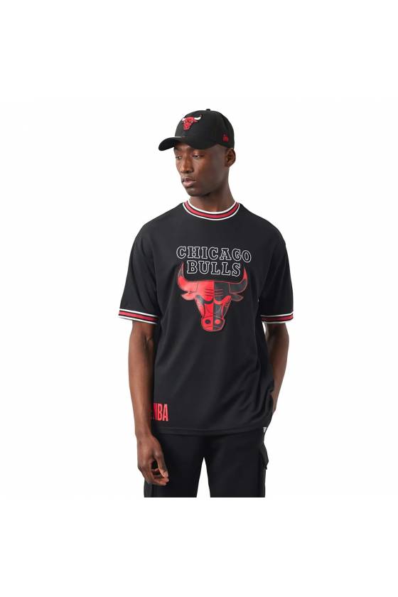 Camiseta New Era Bulls NBA Team Logo Negro Oversized Mesh