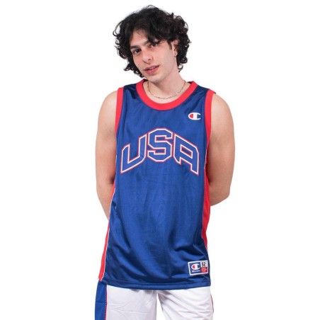Camiseta champion legacy tank top azul rojo basket t shirt