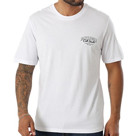Camiseta jack & jones Makoto Small print tee Shirt Blanco