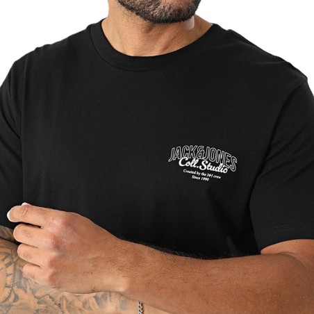 Camiseta jack & jones Makoto Small print tee Shirt Negro