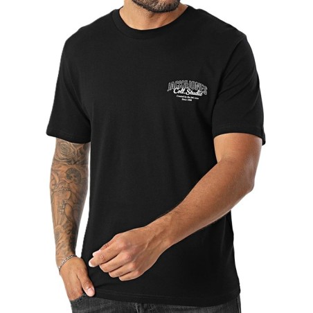 Camiseta jack & jones Makoto Small print tee Shirt Negro