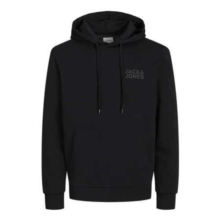 Sudadera básica con capucha negra JJECORP – Corte regular 70% algodón