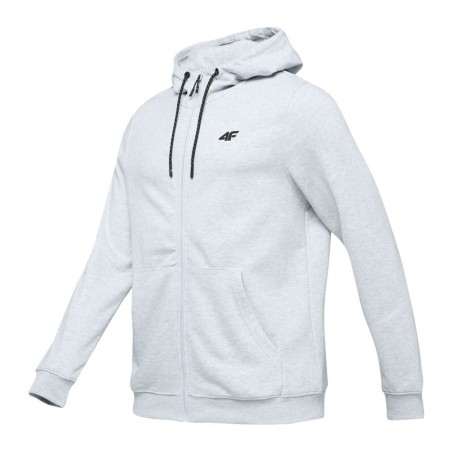 Sudadera 4F M2550 de hombre con capucha y cremallera en gris claro jaspeado